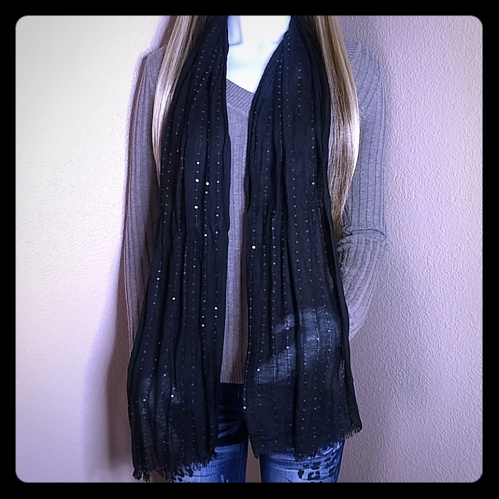 Black Sparkly Womans Black Scarf